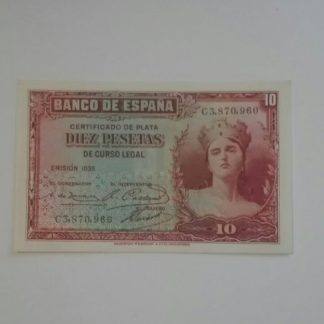 billete antiguo español 10 pesetas republica 1935 sc serie C (2)