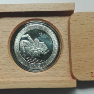 estuche moneda plata 2000 pesetas olimpiadas barcelona atletismo