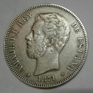 moneda de 5 pesetas de plata Amadeo de saboya mbc+estrellas visibles