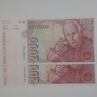 pareja correlativa 2000 pesetas jose celestino mutis 1992 pancha serie V